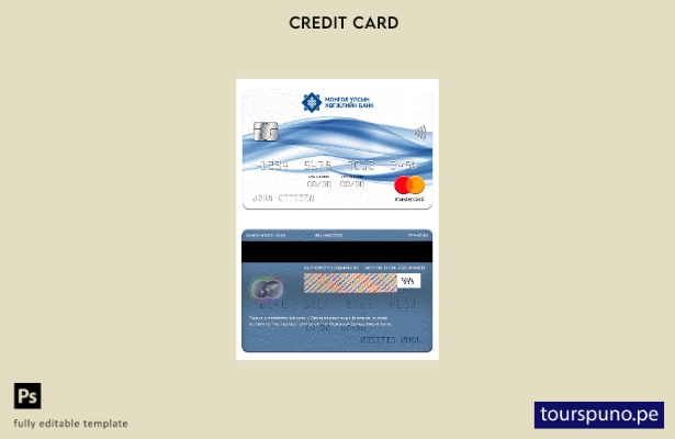 lista para imprimir plantilla de mastercard del Banco de Desarrollo de Mongolia